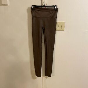 Women’s Faux Leather Spanx Leggings, Color being offered is Brown. Size medium.